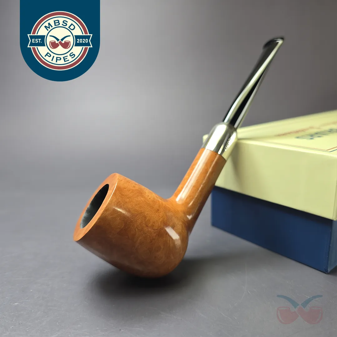 MBSD Briars Timeless Traditions 1 Smooth Billiard w/ Silver Handmade Briar Pipe, New