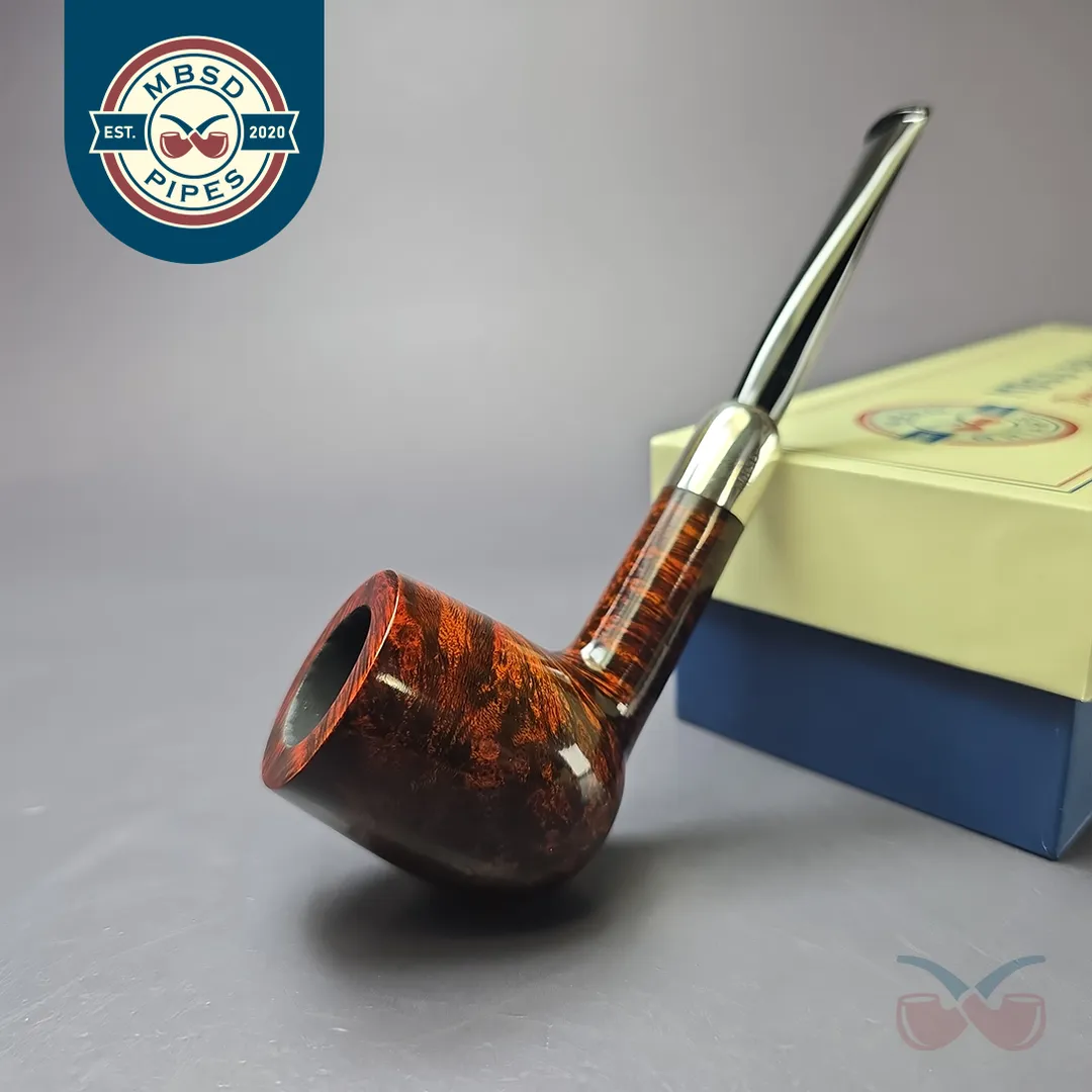 MBSD Briars Timeless Traditions 1 Smooth Billiard w/ Silver Handmade Briar Pipe, New