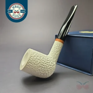 MBSD Meerschaum Deluxe Rusticated Large Billiard Block Meerschaum Pipe, Briar-Mortise, New