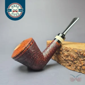 Papa Bear's Pipes by Tim Beaumont Partially Sandblasted Rhodesian w/ Ivorite Handmade Briar Pipe, New