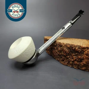 Falcon Chrome Dental w/ MBSD Meerschaum Dublin Block Meerschaum Bowl Pipe, New