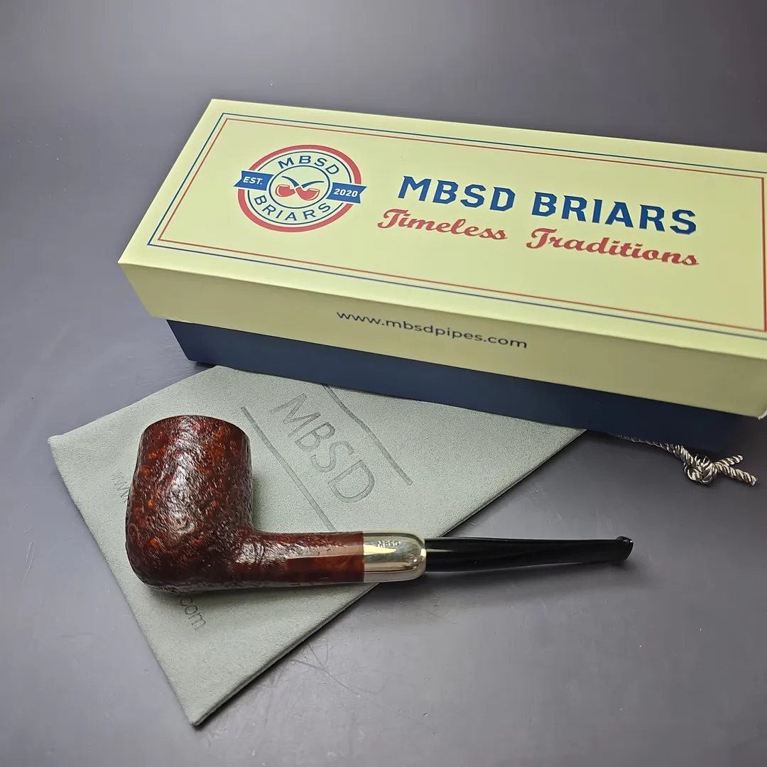 MBSD Briars Timeless Traditions 1 Sandblasted Billiard w/ Silver Handmade Briar Pipe, New - Image 3