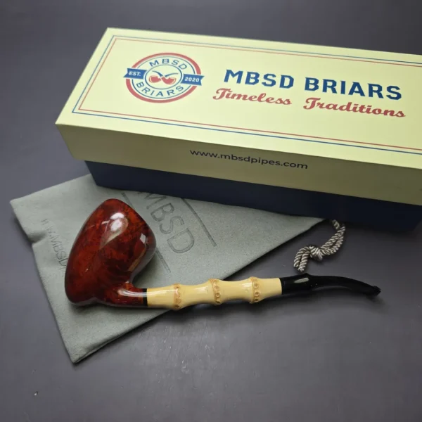 MBSD Briars Modern Masters 1 Smooth Peewit w/ Bamboo Briar Pipe, New - Image 3