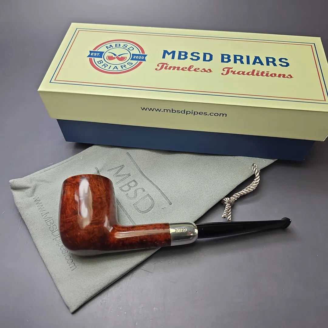 MBSD Briars Timeless Traditions 1 Smooth Billiard w/ Silver Handmade Briar Pipe, New - Image 2