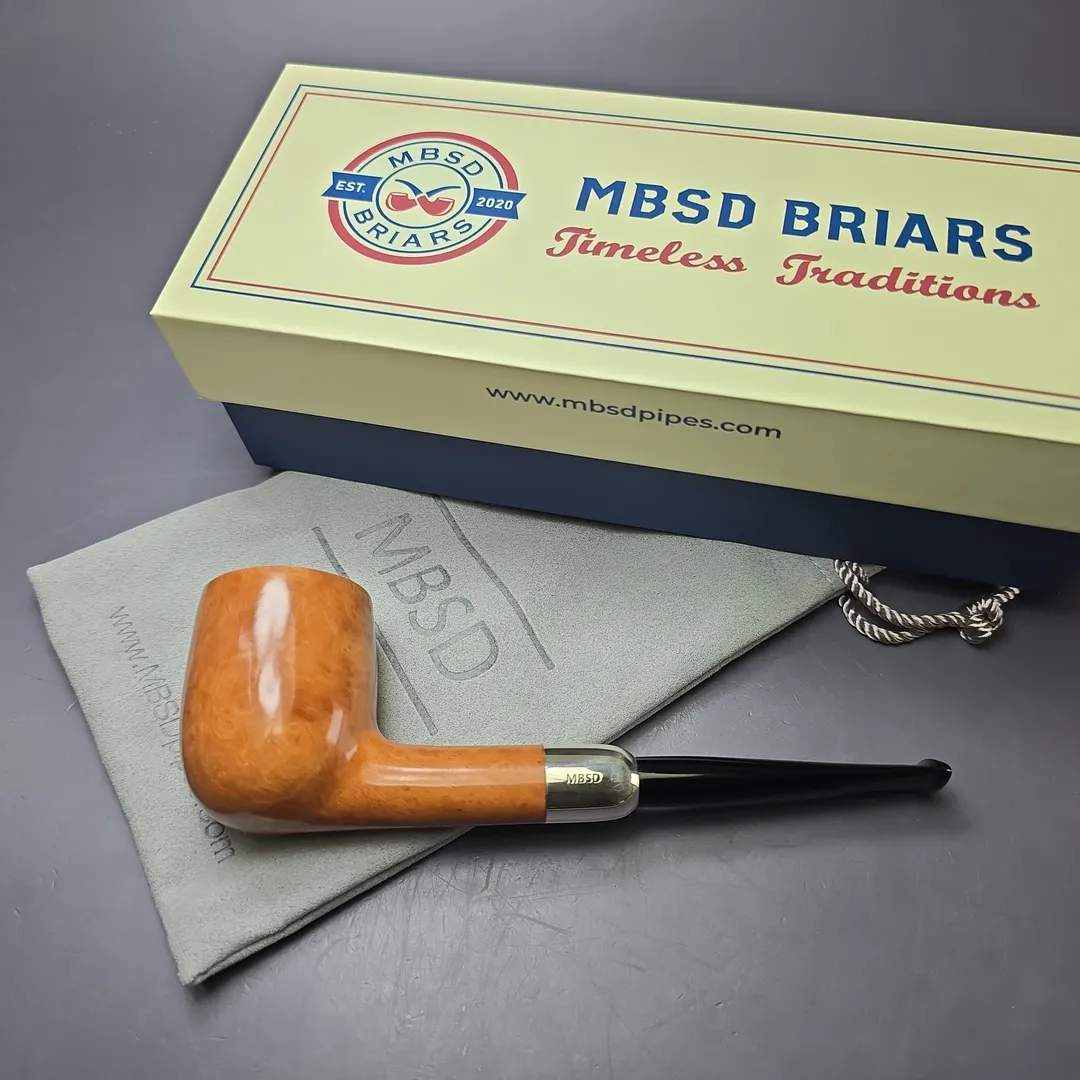 MBSD Briars Timeless Traditions 1 Smooth Billiard w/ Silver Handmade Briar Pipe, New - Image 2