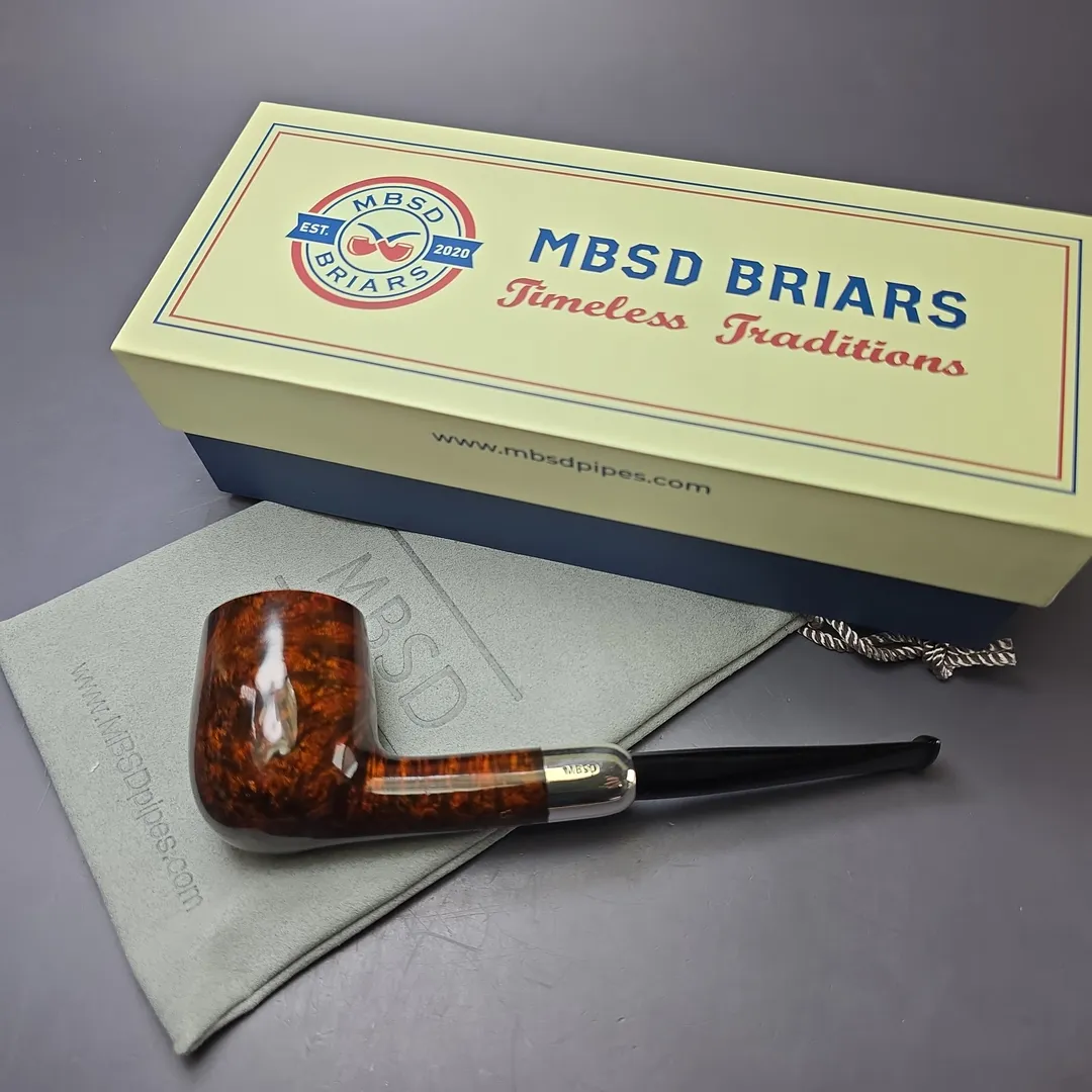 MBSD Briars Timeless Traditions 1 Smooth Billiard w/ Silver Handmade Briar Pipe, New - Image 2
