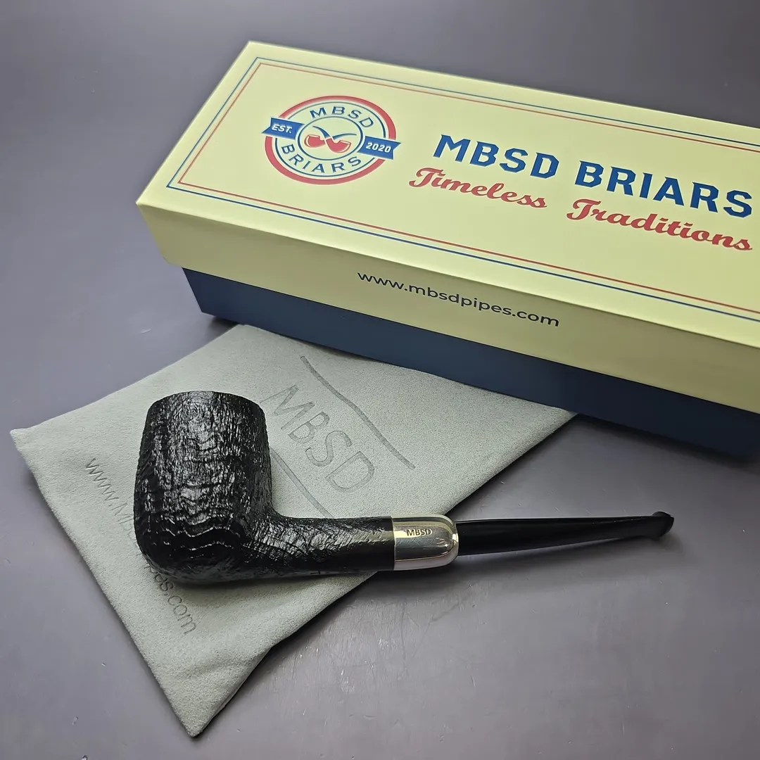MBSD Briars Timeless Traditions 1 Sandblasted Billiard w/ Silver Handmade Briar Pipe, New - Image 2
