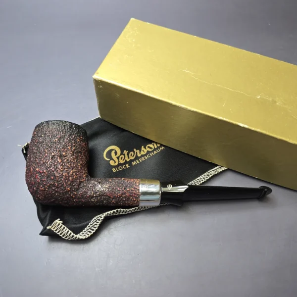 Peterson Red/Black Premier Rusticated Billiard Estate Block Meerschaum Pipe, Irish Estates - Image 13