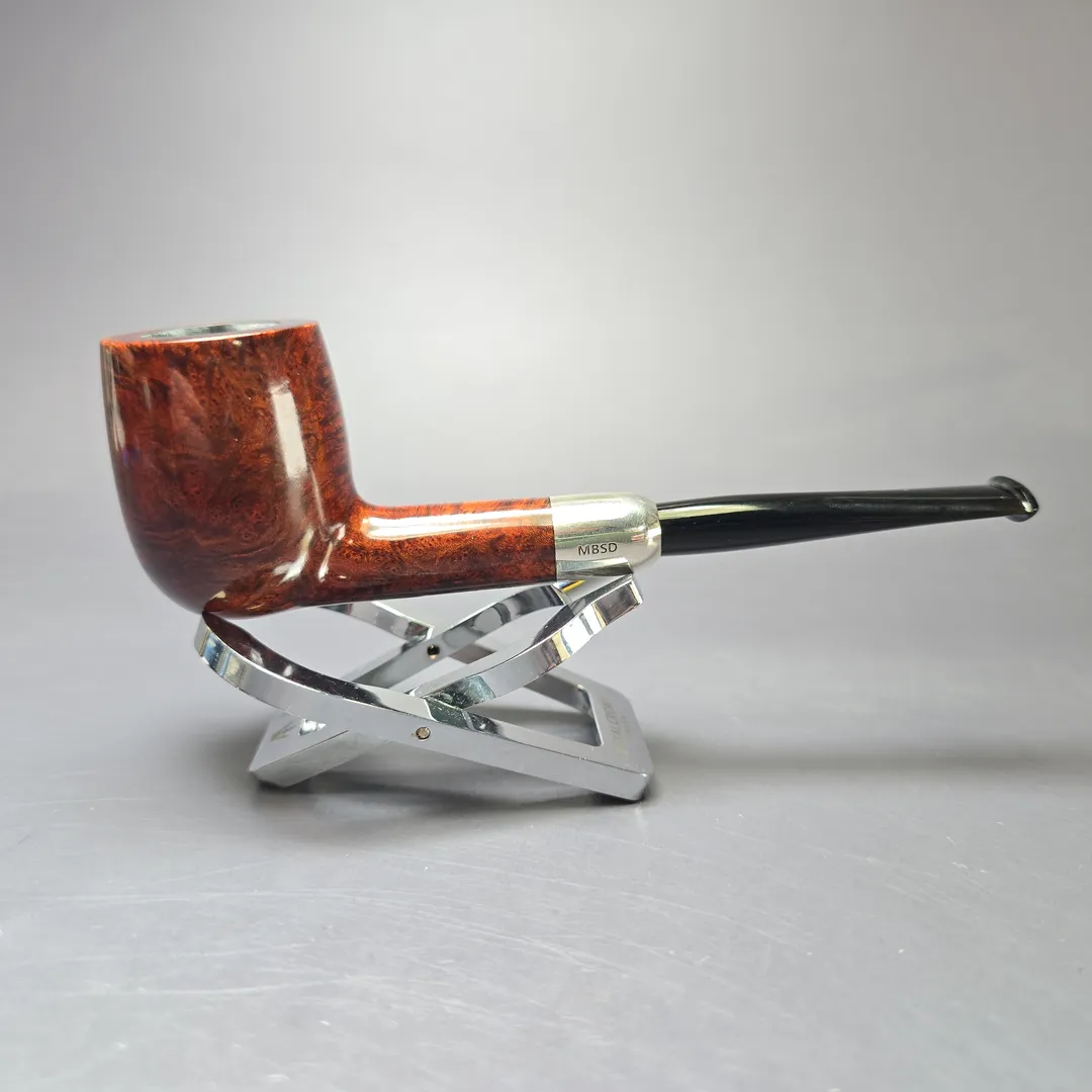 MBSD Briars Timeless Traditions 1 Smooth Billiard w/ Silver Handmade Briar Pipe, New - Image 3