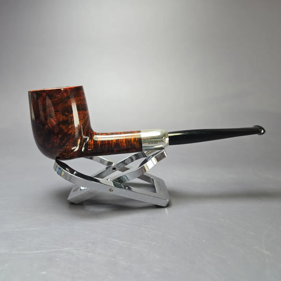 MBSD Briars Timeless Traditions 1 Smooth Billiard w/ Silver Handmade Briar Pipe, New - Image 3