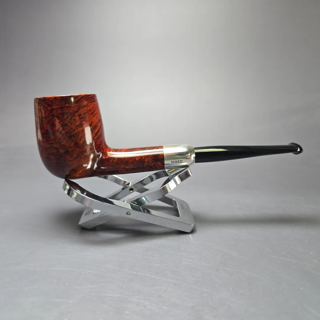 MBSD Briars Timeless Traditions 1 Smooth Billiard w/ Silver Handmade Briar Pipe, New - Image 3