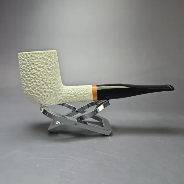MBSD Meerschaum Deluxe Rusticated Large Billiard Block Meerschaum Pipe, Briar-Mortise, New - Image 3