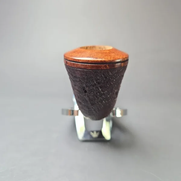 Papa Bear's Pipes by Tim Beaumont Partially Sandblasted Rhodesian w/ Ivorite Handmade Briar Pipe, New - Image 3