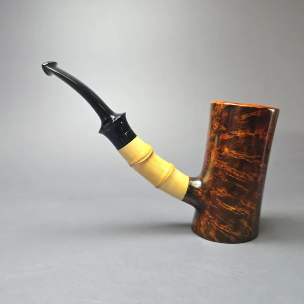 SU Pipes Smooth Cherrywood Sitter w/ Bamboo Handmade Briar Pipe, New - Image 8