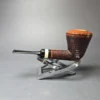 Papa Bear's Pipes by Tim Beaumont Partially Sandblasted Rhodesian w/ Ivorite Handmade Briar Pipe, New - Image 4
