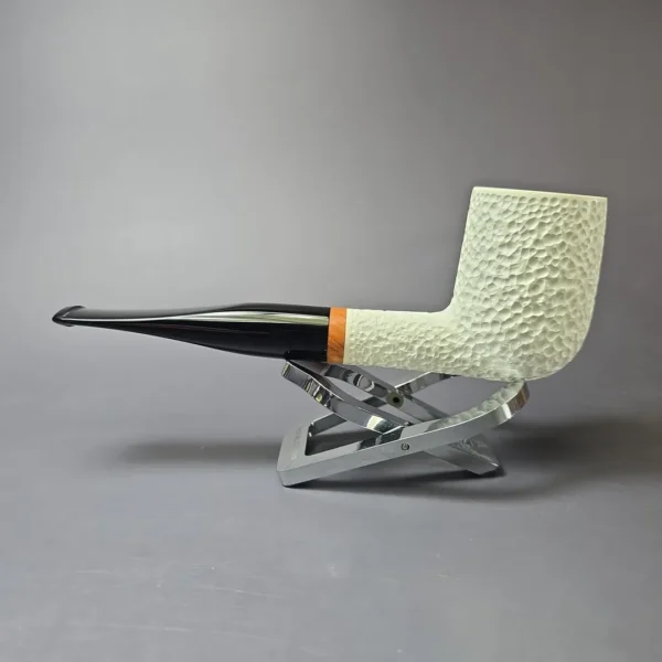 MBSD Meerschaum Deluxe Rusticated Large Billiard Block Meerschaum Pipe, Briar-Mortise, New - Image 5