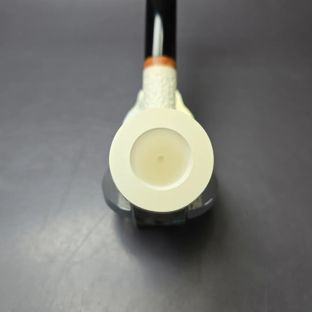 MBSD Meerschaum Deluxe Rusticated Large Billiard Block Meerschaum Pipe, Briar-Mortise, New - Image 6