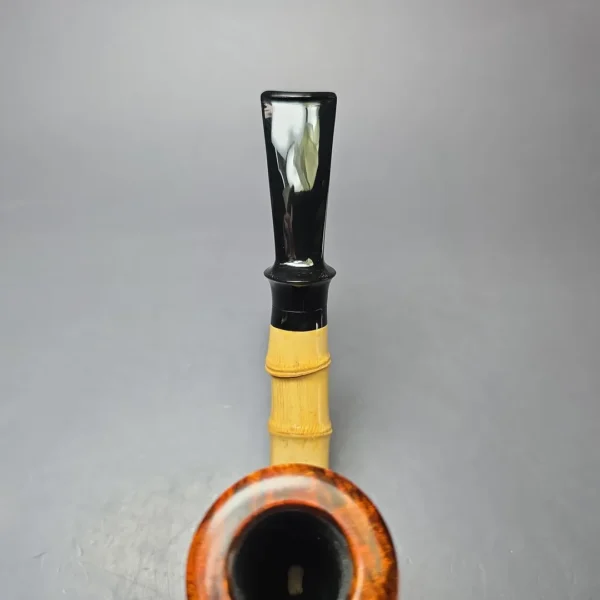 SU Pipes Smooth Cherrywood Sitter w/ Bamboo Handmade Briar Pipe, New - Image 6