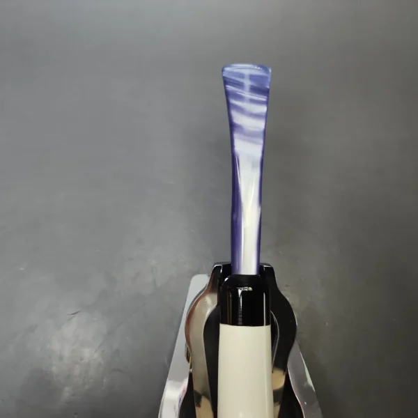 Smooth Bent Billiard w/ Blue Stem & Case Estate Block Meerschaum Pipe, Unsmoked - Image 6