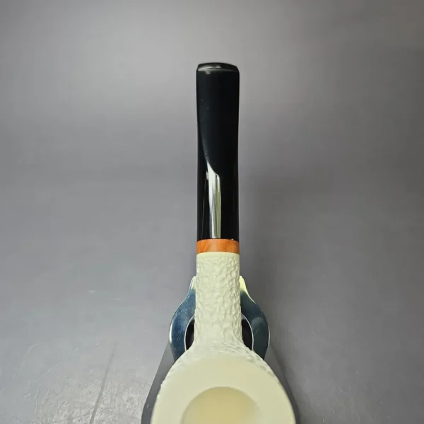 MBSD Meerschaum Deluxe Rusticated Large Billiard Block Meerschaum Pipe, Briar-Mortise, New - Image 7