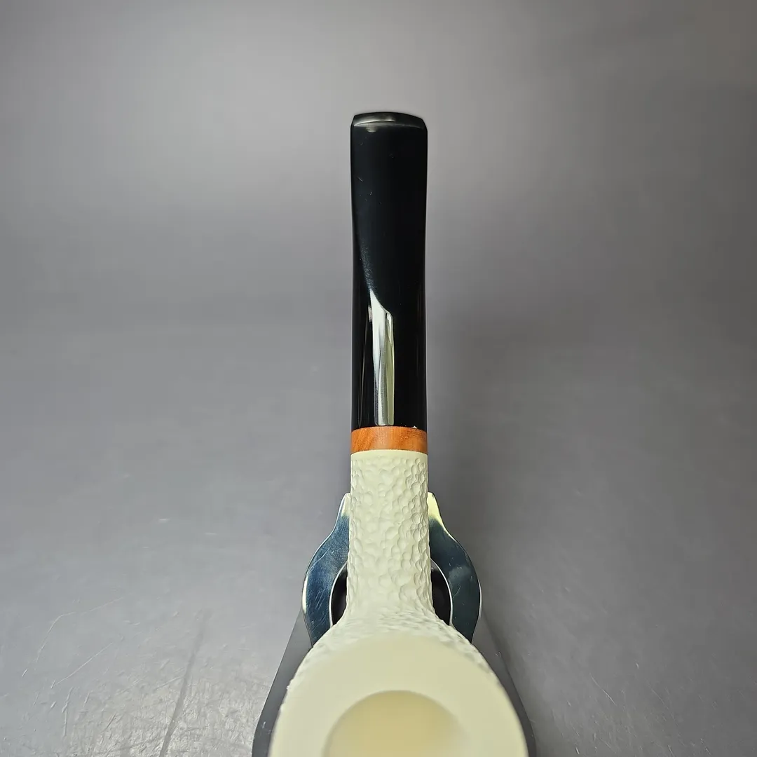 MBSD Meerschaum Deluxe Rusticated Large Billiard Block Meerschaum Pipe, Briar-Mortise, New - Image 7