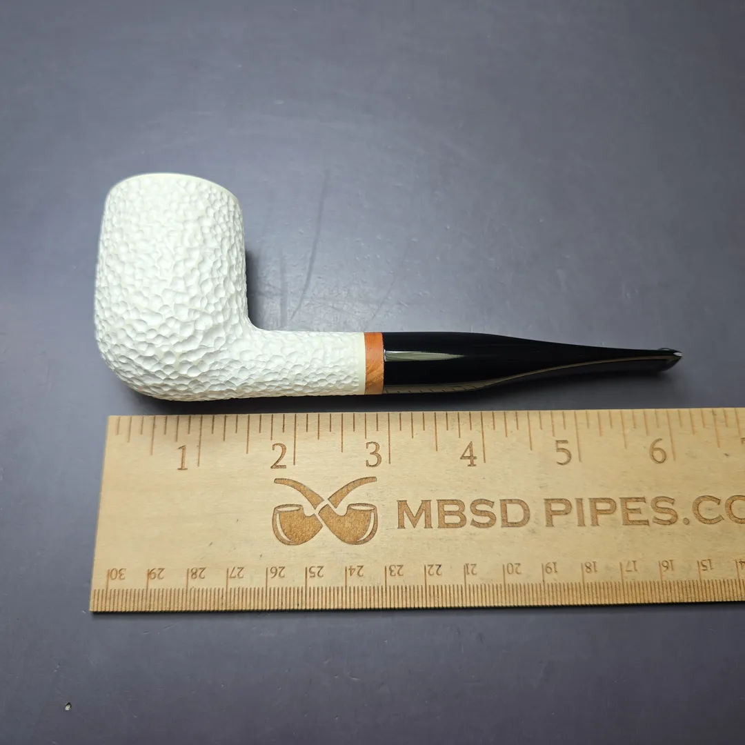 MBSD Meerschaum Deluxe Rusticated Large Billiard Block Meerschaum Pipe, Briar-Mortise, New - Image 8