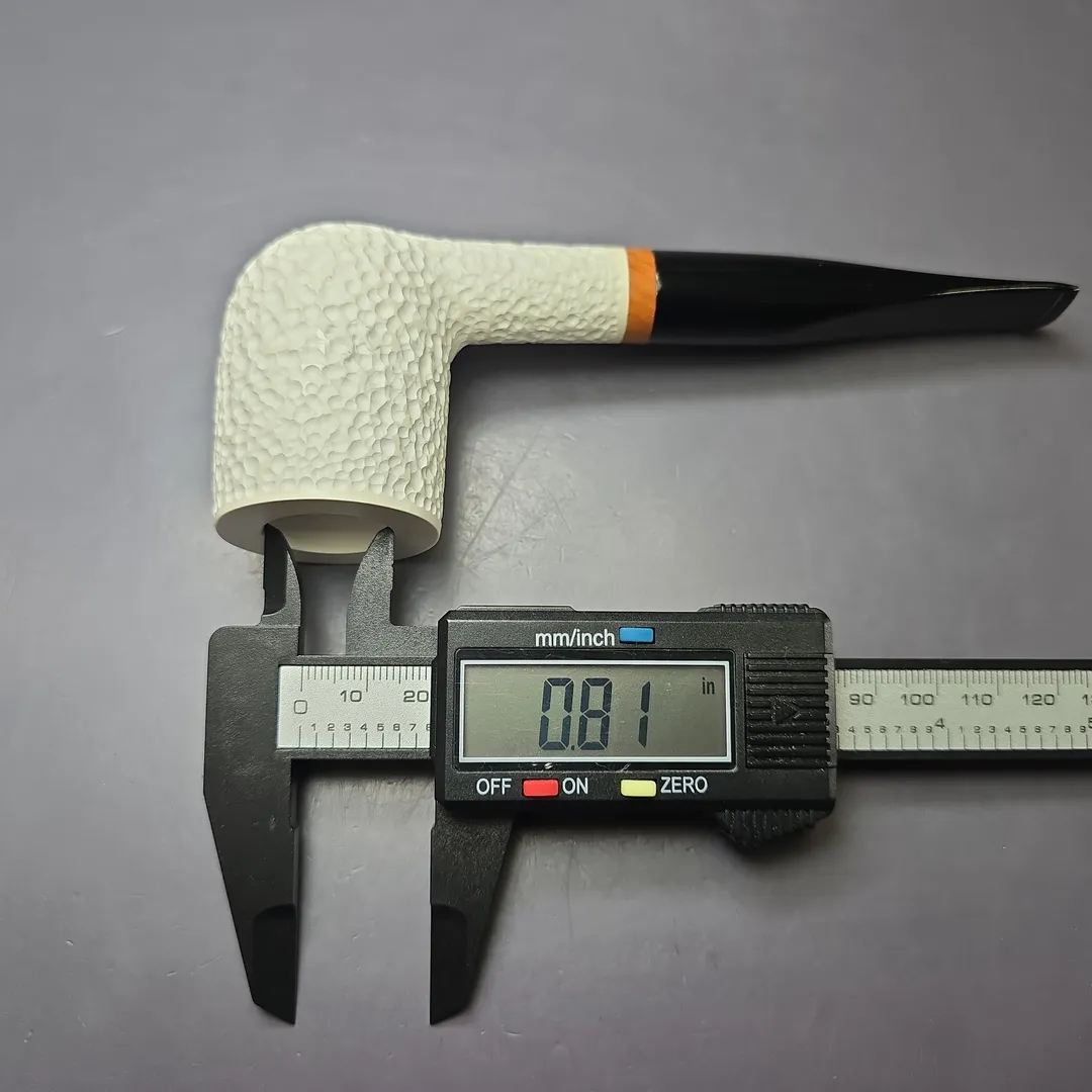 MBSD Meerschaum Deluxe Rusticated Large Billiard Block Meerschaum Pipe, Briar-Mortise, New - Image 9