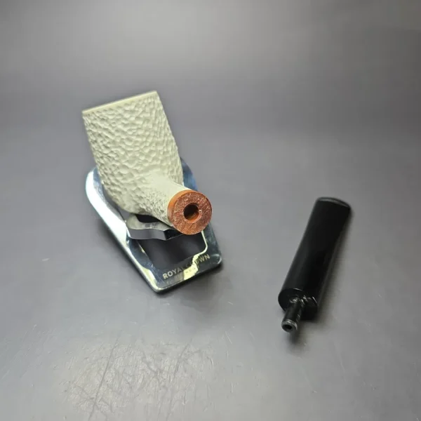 MBSD Meerschaum Deluxe Rusticated Large Billiard Block Meerschaum Pipe, Briar-Mortise, New - Image 10