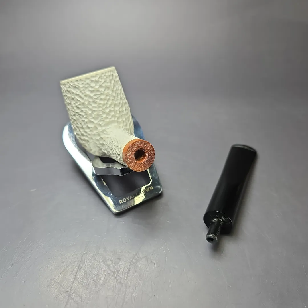 MBSD Meerschaum Deluxe Rusticated Large Billiard Block Meerschaum Pipe, Briar-Mortise, New - Image 10