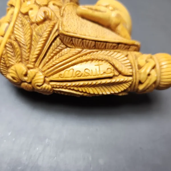 Mesut Gezer XL Floral & Dolphin Carved Block Meerschaum Estate Pipe, Unsmoked - Image 12