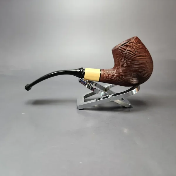 MBSD Briars by Piero Vitale Vintage Sandblasted Brandy w/ Boxwood Briar Pipe, New - Image 7