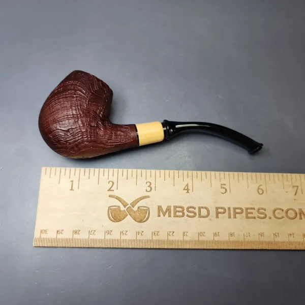 MBSD Briars by Piero Vitale Vintage Sandblasted Brandy w/ Boxwood Briar Pipe, New - Image 8