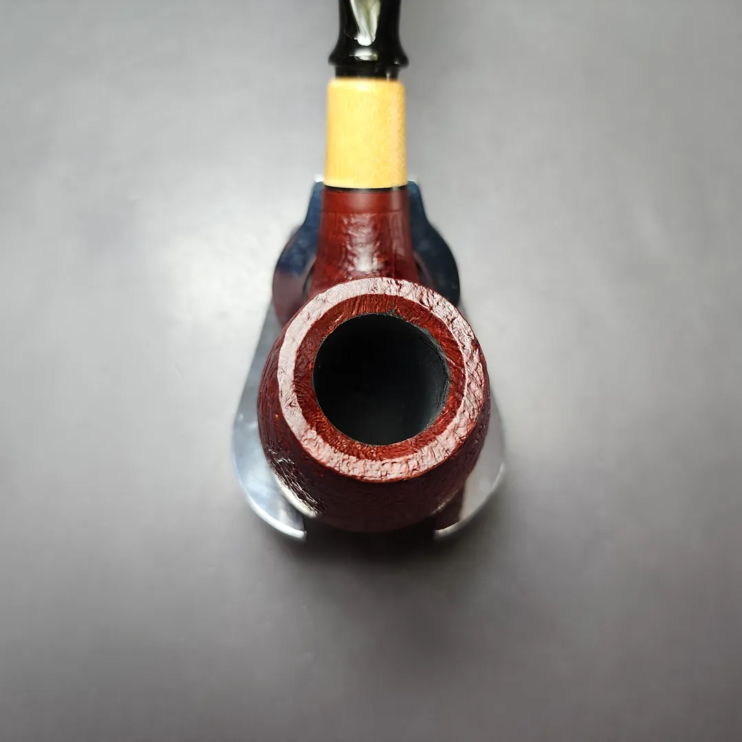 MBSD Briars by Piero Vitale Red Sandblasted Brandy w/ Boxwood Briar Pipe, New - Image 5