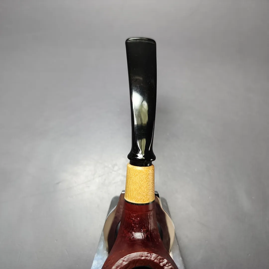 MBSD Briars by Piero Vitale Red Sandblasted Brandy w/ Boxwood Briar Pipe, New - Image 6