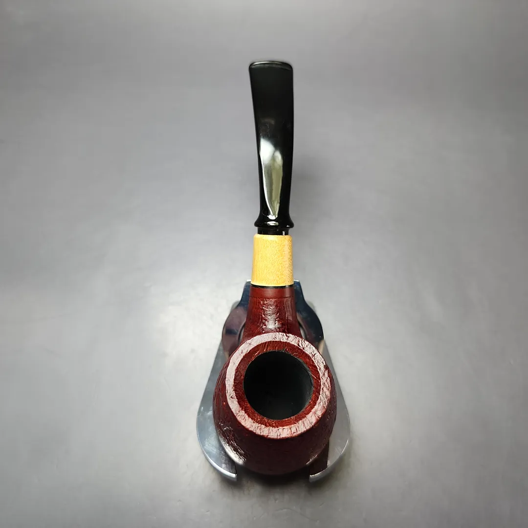 MBSD Briars by Piero Vitale Red Sandblasted Brandy w/ Boxwood Briar Pipe, New - Image 7