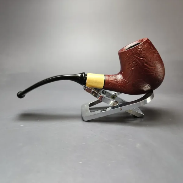 MBSD Briars by Piero Vitale Red Sandblasted Brandy w/ Boxwood Briar Pipe, New - Image 8