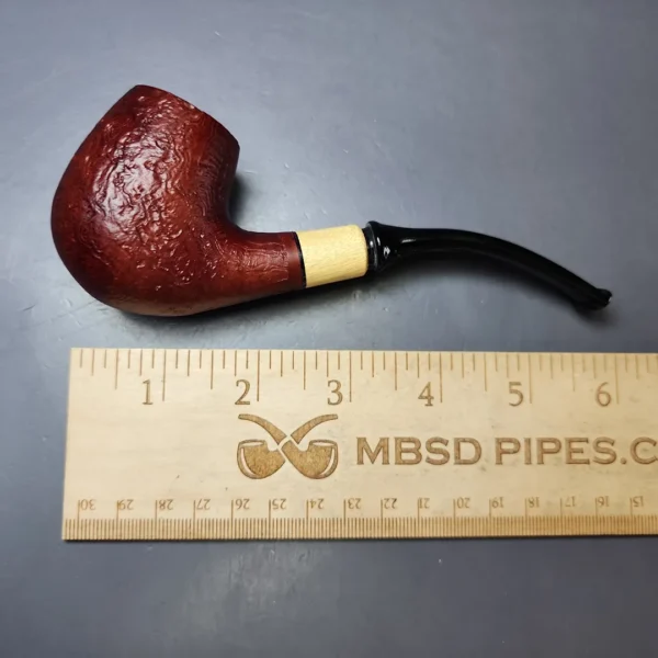 MBSD Briars by Piero Vitale Red Sandblasted Brandy w/ Boxwood Briar Pipe, New - Image 9