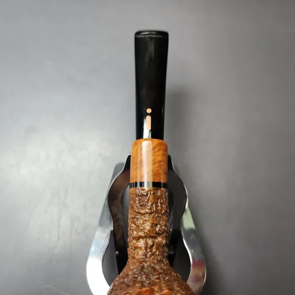 Jacono Knight E Partially Rusticated Pot w/ Olivewood Estate Briar Pipe, Italian Estates - Image 5