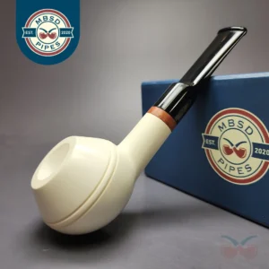 MBSD Meerschaum Deluxe Smooth Squat Rhodesian Block Meerschaum Pipe, New
