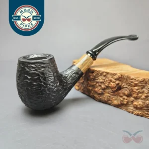 MBSD Briars by Piero Vitale Black Rusticated Brandy w/ Zebrawood Briar Pipe, New