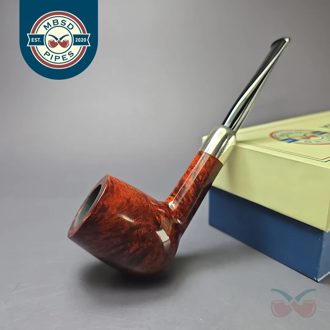 MBSD Briars Timeless Traditions 1 Smooth Billiard w/ Silver Handmade Briar Pipe, New