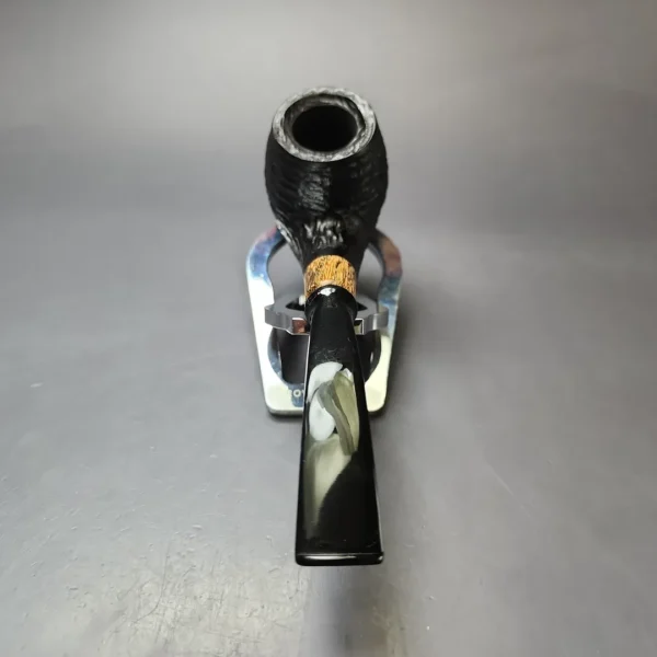 MBSD Briars by Piero Vitale Black Rusticated Brandy w/ Zebrawood Briar Pipe, New - Image 4