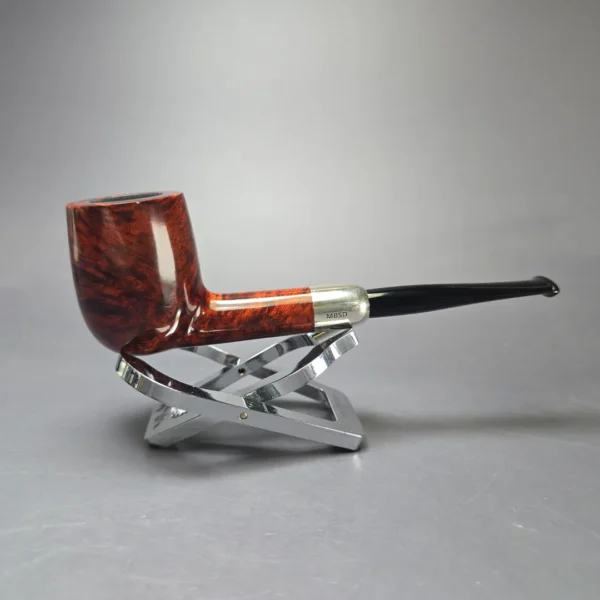 MBSD Briars Timeless Traditions 1 Smooth Billiard w/ Silver Handmade Briar Pipe, New - Image 3