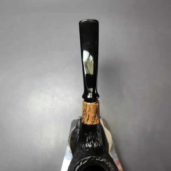 MBSD Briars by Piero Vitale Black Rusticated Brandy w/ Zebrawood Briar Pipe, New - Image 6