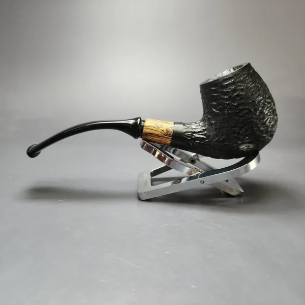 MBSD Briars by Piero Vitale Black Rusticated Brandy w/ Zebrawood Briar Pipe, New - Image 8