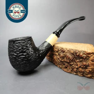 MBSD Briars by Piero Vitale Black Rusticated Brandy w/ Boxwood Briar Pipe, New