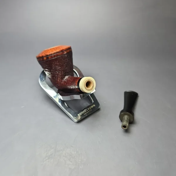 Papa Bear's Pipes by Tim Beaumont Partially Sandblasted Rhodesian w/ Ivorite Handmade Briar Pipe, New - Image 12