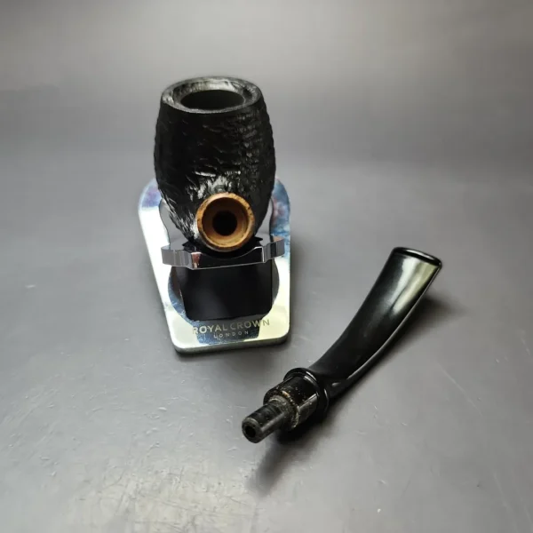 MBSD Briars by Piero Vitale Black Rusticated Brandy w/ Zebrawood Briar Pipe, New - Image 11