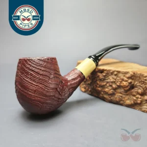 MBSD Briars by Piero Vitale Red Sandblasted Brandy w/ Boxwood Briar Pipe, New