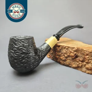 MBSD Briars by Piero Vitale Black Rusticated Brandy w/ Boxwood Briar Pipe, New